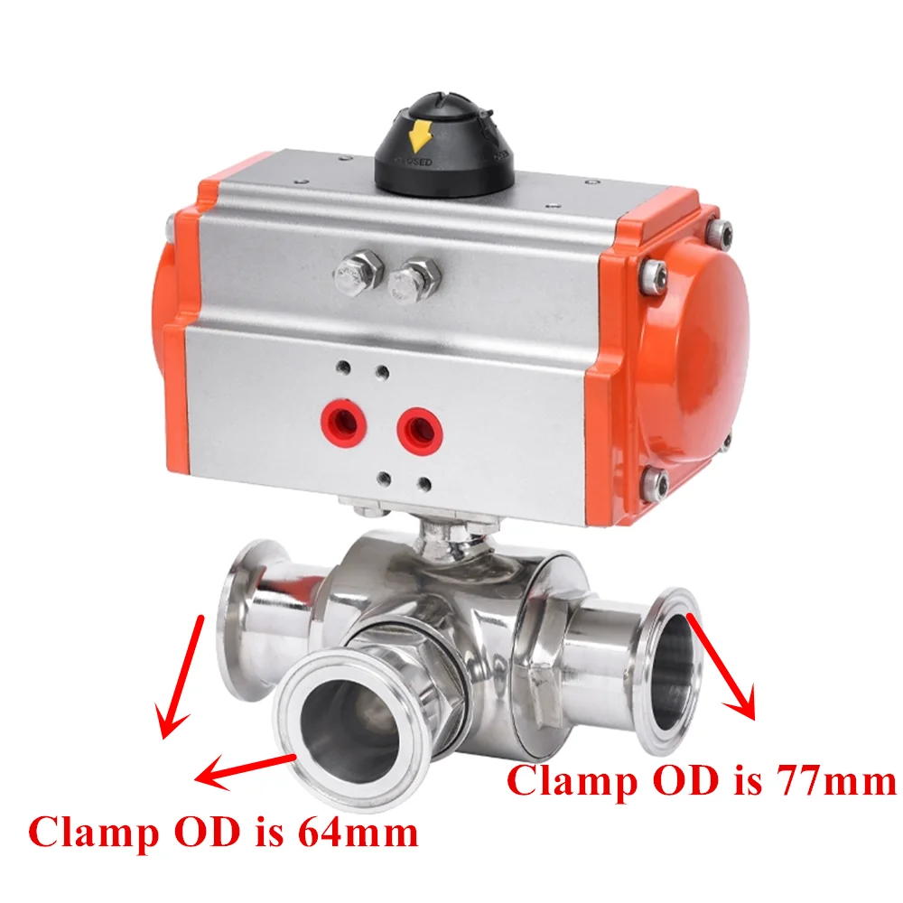 Sanitary Stainless 304 Three Way T/L Port Tri Clamp 64mm 77mm Double Acting Pneumatic Ball Valve
Sanitary Stainless 304 Three Way T/L Port Tri Clamp 64mm 77mm Double Acting Pneumatic Ball Valve