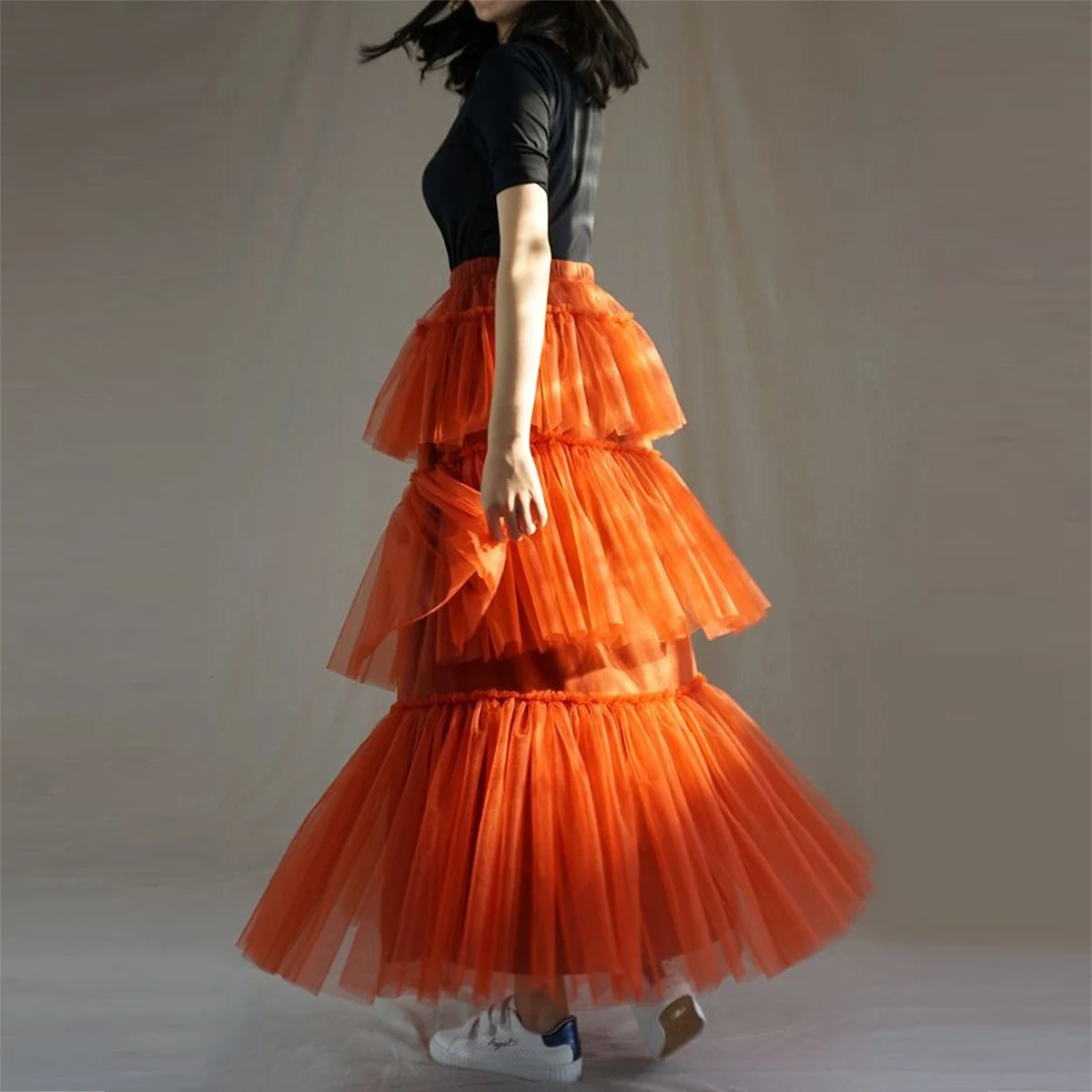 Multi-Layer Women Tiered Skirts Fluffy Tulle A Line Elastic Waist Party Tutu Skirts Orange Floor Length Lady Skirt
Multi-Layer Women Tiered Skirts Fluffy Tulle A Line Elastic Waist Party Tutu Skirts Orange Floor Length Lady Skirt