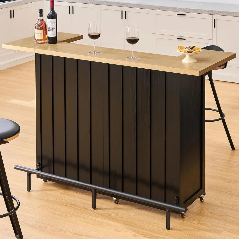 61 Counter Height Mobile Party Bar with Storage, Lockable Wheels, U-Shaped for Home, Dining, Living Room (Black)
61 Counter Height Mobile Party Bar with Storage, Lockable Wheels, U-Shaped for Home, Dining, Living Room (Black)
