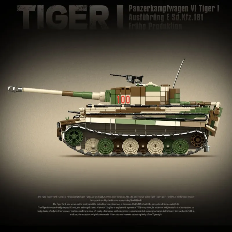 Tiger I Early Heavy Tank Building Blocks Military Armor Vehicle Model Bricks Set War Diorama Boys Educational Toy Gift
Tiger I Early Heavy Tank Building Blocks Military Armor Vehicle Model Bricks Set War Diorama Boys Educational Toy Gift