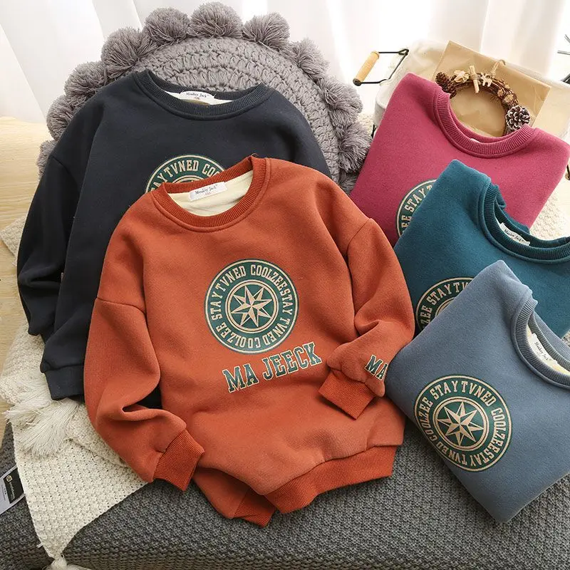 Boys' Fleece-Lined Sweater 2022 Winter Children's Thin round-Neck Shirt Top Leisure Pullover Thermal Fleece Shirt
Boys' Fleece-Lined Sweater 2022 Winter Children's Thin round-Neck Shirt Top Leisure Pullover Thermal Fleece Shirt