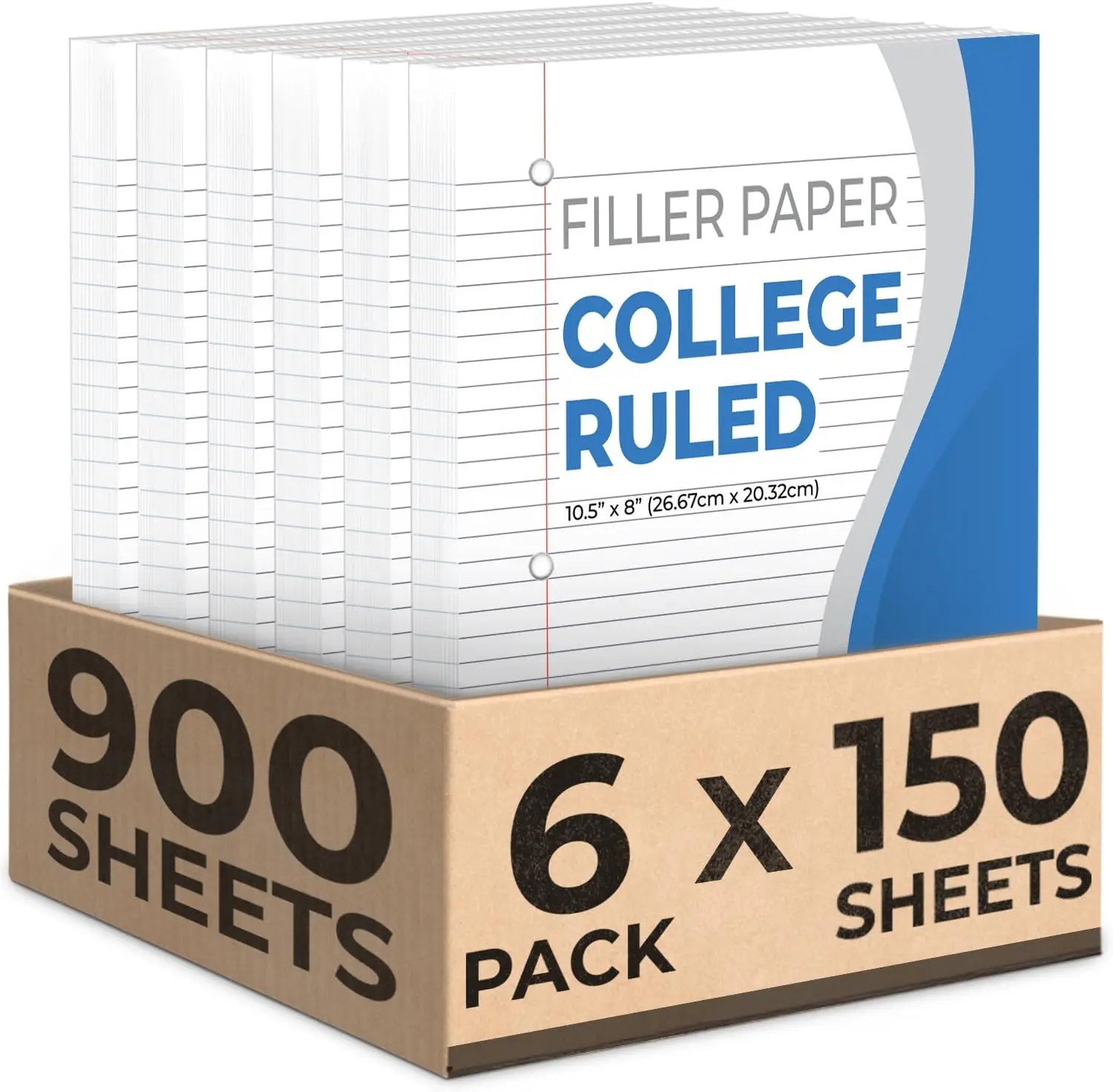 Loose Leaf Paper 900 Sheets 6 Pack College Ruled 8x10.5 3 Hole Punched Filler Paper for Binders
Loose Leaf Paper 900 Sheets 6 Pack College Ruled 8x10.5 3 Hole Punched Filler Paper for Binders