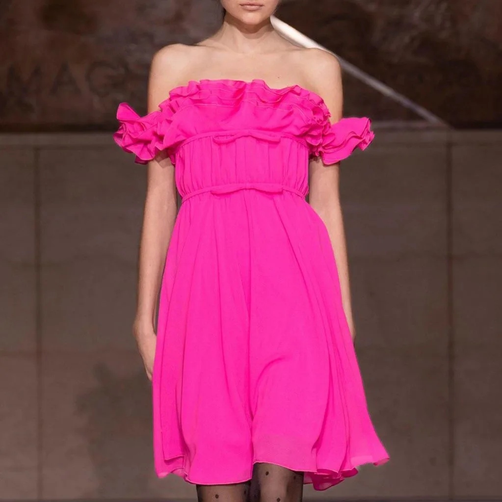 Off Shoulder Fuchsia Chiffon Woman Clothes Ruffles Mini Dress Simple Dress With Bow Cheap Dresses With Free Shipping Custom Made
Off Shoulder Fuchsia Chiffon Woman Clothes Ruffles Mini Dress Simple Dress With Bow Cheap Dresses With Free Shipping Custom Made