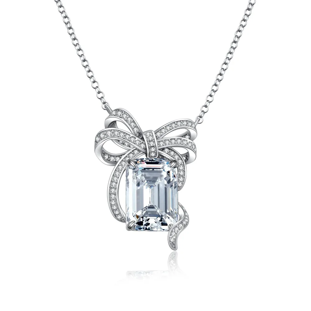 Fashion and Luxury S925 Sterling Silver Bow Necklace Women's 10 Carat High Carbon Diamond Zircon Pendant
Fashion and Luxury S925 Sterling Silver Bow Necklace Women's 10 Carat High Carbon Diamond Zircon Pendant