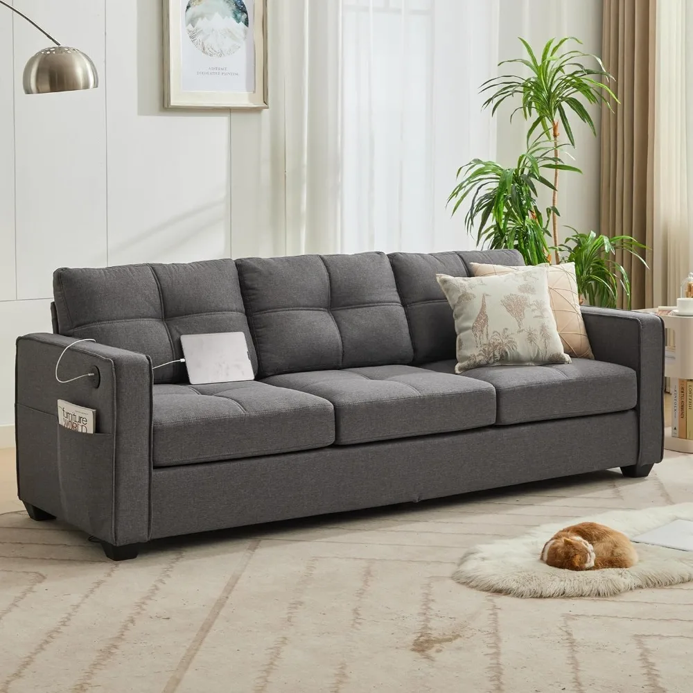 88" W Modern 3 Seater Sofa Couch, Fabric Linen Deep Seat Mid Century Couches w/ 2 USB Charging Ports and Upholstered Cushions
88" W Modern 3 Seater Sofa Couch, Fabric Linen Deep Seat Mid Century Couches w/ 2 USB Charging Ports and Upholstered Cushions
