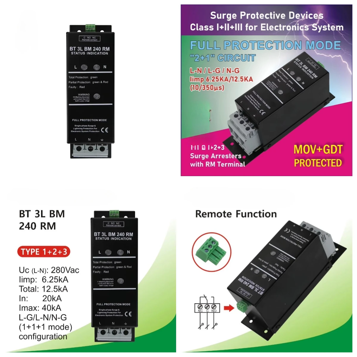 220V/230V/240V T1+T2+T3 Full Surge Protection Device Box Single Phase Lightning Suppressor Box for Wholesale
220V/230V/240V T1+T2+T3 Full Surge Protection Device Box Single Phase Lightning Suppressor Box for Wholesale