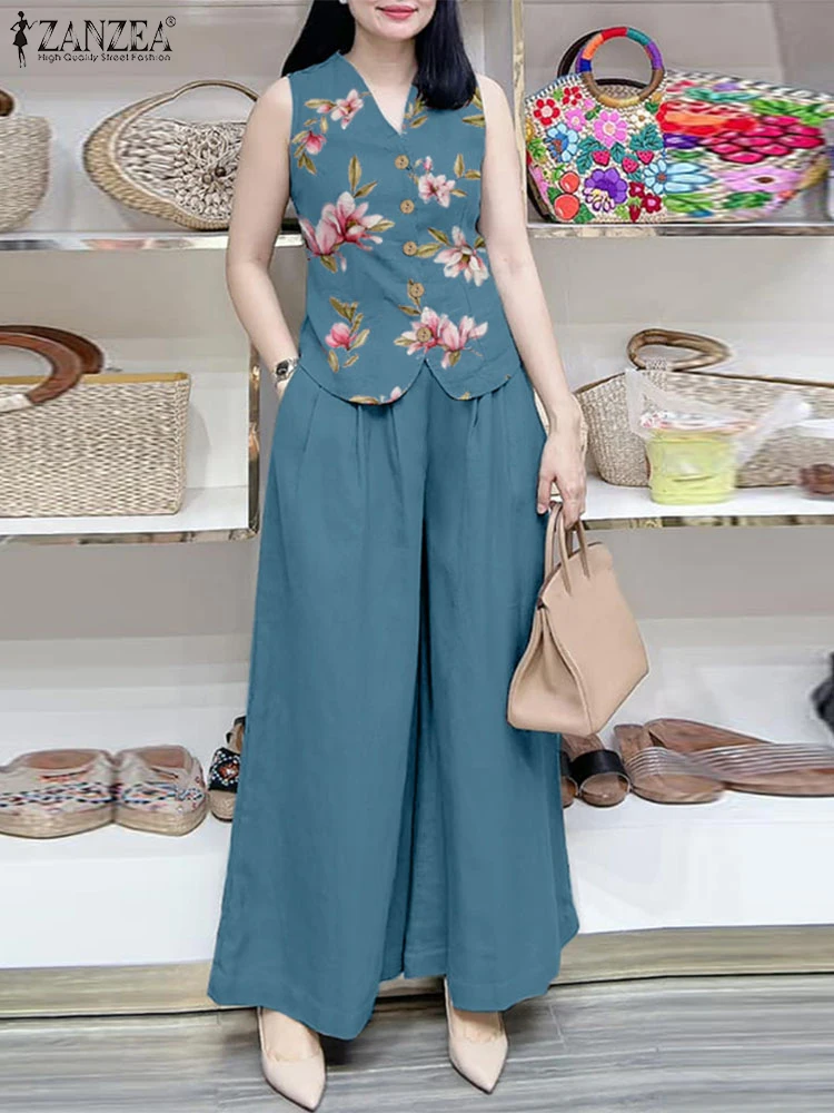 ZANZEA Summer 2PCS Outfits Casual Women Pant Sets Floral Tanks Tops Loose Wide Leg Trousers Suits Stylish Work Tracksuits 2025
ZANZEA Summer 2PCS Outfits Casual Women Pant Sets Floral Tanks Tops Loose Wide Leg Trousers Suits Stylish Work Tracksuits 2025