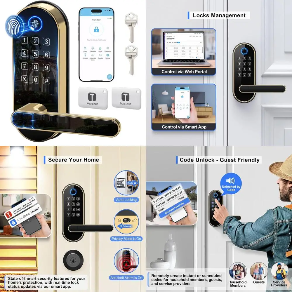 Bluetooth-замок с функцией распознавания отпечатков пальцев, сенсорной панелью и клавиатурой — простая установка своими руками, бесключевой доступ, автоматическая блокировка, подходит для дома, аренды и т.д.
Bluetooth-замок с функцией распознавания отпечатков пальцев, сенсорной панелью и клавиатурой — простая установка своими руками, бесключевой доступ, автоматическая блокировка, подходит для дома, аренды и т.д.