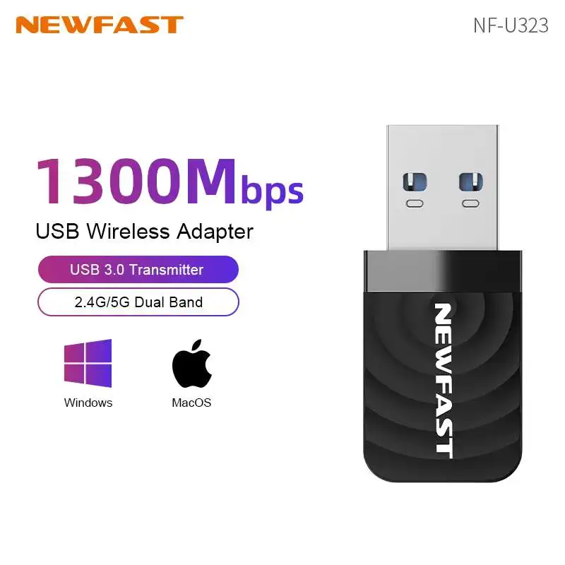 Newfast 1300 Мбит/с USB Wi-Fi адаптер двухдиапазонный WIFI приемник USB3.0 сетевая карта для настольного ноутбука Win7/8/10/11 MAC ПК мини-ключ
Newfast 1300 Мбит/с USB Wi-Fi адаптер двухдиапазонный WIFI приемник USB3.0 сетевая карта для настольного ноутбука Win7/8/10/11 MAC ПК мини-ключ