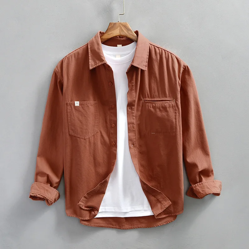 Spring New Men's Shirts Japanese Vintage Work Shirt Casual Lapel Pockets Pure Cotton Long Sleeve Purple Shirt Loose Tops Fashion
Spring New Men's Shirts Japanese Vintage Work Shirt Casual Lapel Pockets Pure Cotton Long Sleeve Purple Shirt Loose Tops Fashion