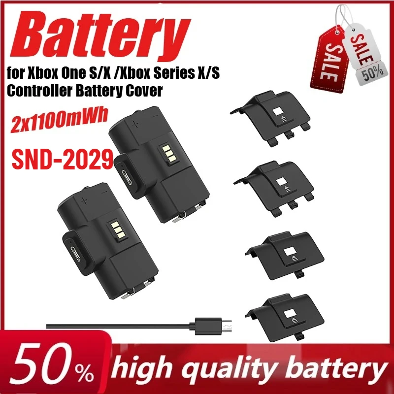 2PCS 1100mWh SND-2029 Rechargeable Battery for Xbox One S/X /Xbox Series X/S Controller Battery Cover with Charging Cable
2PCS 1100mWh SND-2029 Rechargeable Battery for Xbox One S/X /Xbox Series X/S Controller Battery Cover with Charging Cable
