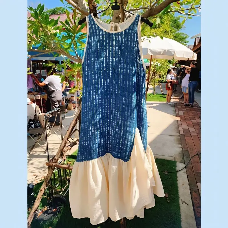 Fashionable Vintage Sleeveless Round Neck Dresses 2023 Summer Women's Clothing Korean Loose Folds Patchwork Dress for Female
Fashionable Vintage Sleeveless Round Neck Dresses 2023 Summer Women's Clothing Korean Loose Folds Patchwork Dress for Female