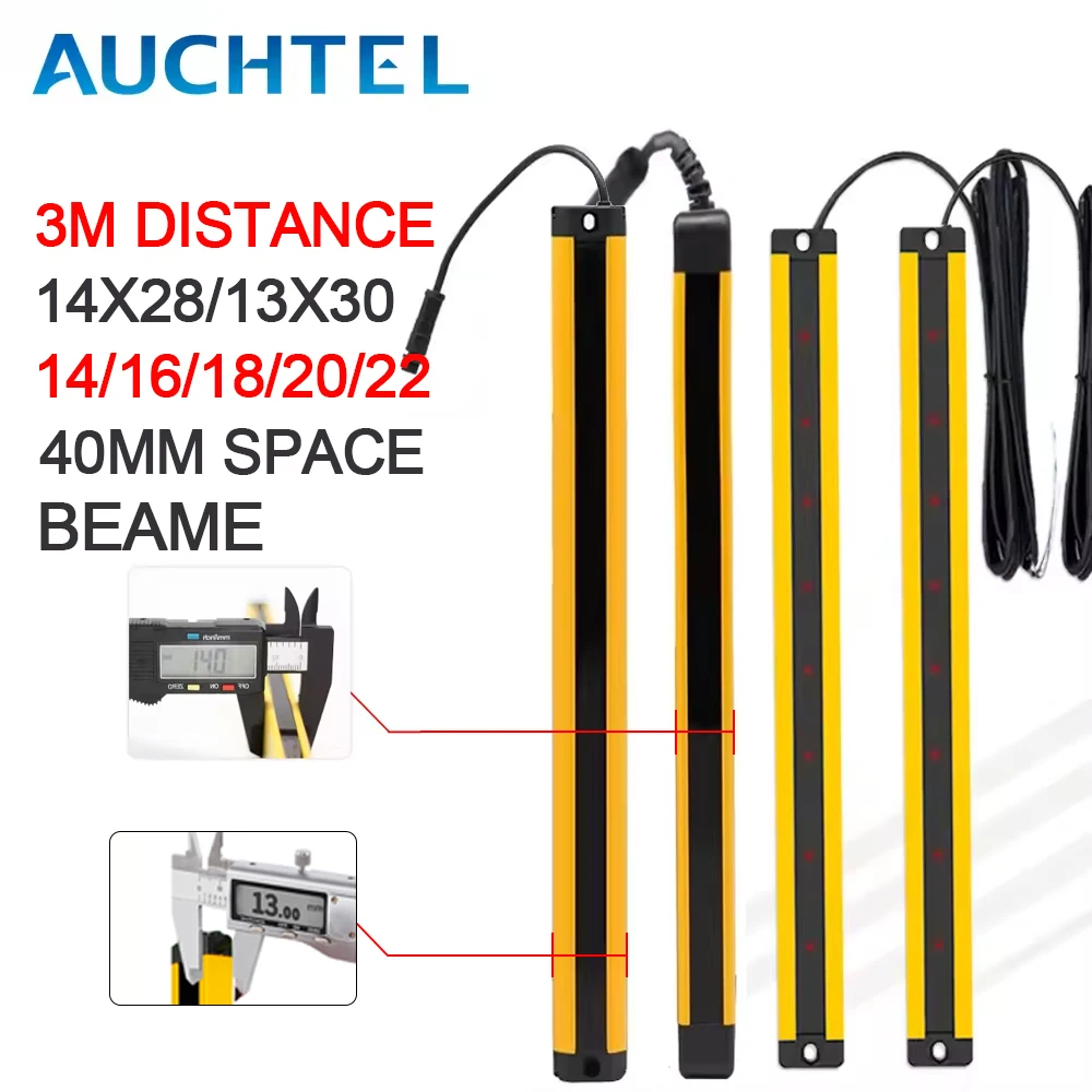 AUCHTEL 14X28 Safety Light Curtains RC/H4014-4022 0.2-3m Detecting Distance Super Thin Grating Device Protector for Narrow Space
AUCHTEL 14X28 Safety Light Curtains RC/H4014-4022 0.2-3m Detecting Distance Super Thin Grating Device Protector for Narrow Space