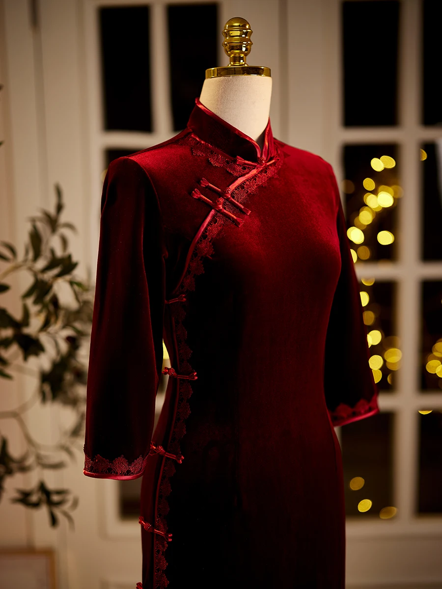 Red Velvet Qipao Wedding Dr Long Sve Long Sle for Mother of the Bride Winter Wedding Ceremony Celebration Dr
Red Velvet Qipao Wedding Dr Long Sve Long Sle for Mother of the Bride Winter Wedding Ceremony Celebration Dr