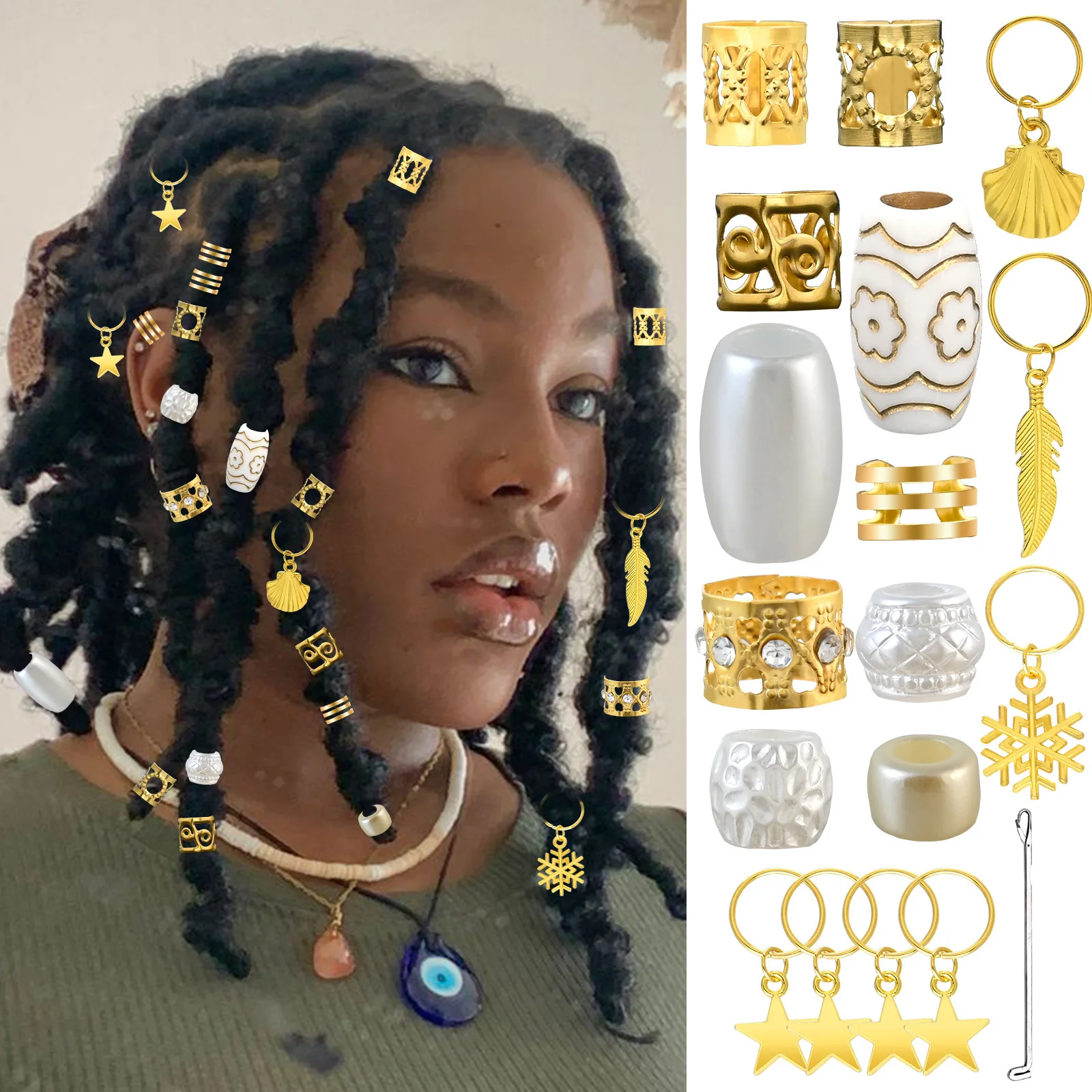 161 Pcs Dreadlock Set Women Hair Accessory Braid Hair Ring Decoration Spring Gold Men Flower Tube Hair Accessory Kit
161 Pcs Dreadlock Set Women Hair Accessory Braid Hair Ring Decoration Spring Gold Men Flower Tube Hair Accessory Kit