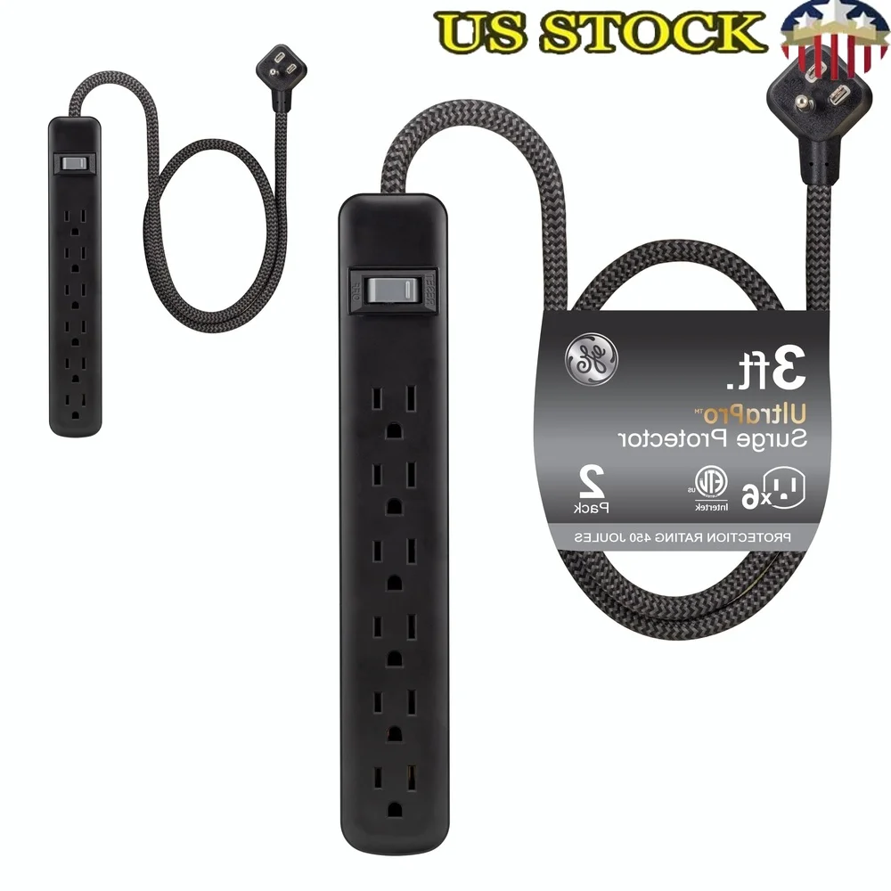 6-Outlet Surge Protector Power Strip with 3ft Braided Cord Pack of 2 Keyhole Slots ETL Listed Circuit Breaker
6-Outlet Surge Protector Power Strip with 3ft Braided Cord Pack of 2 Keyhole Slots ETL Listed Circuit Breaker