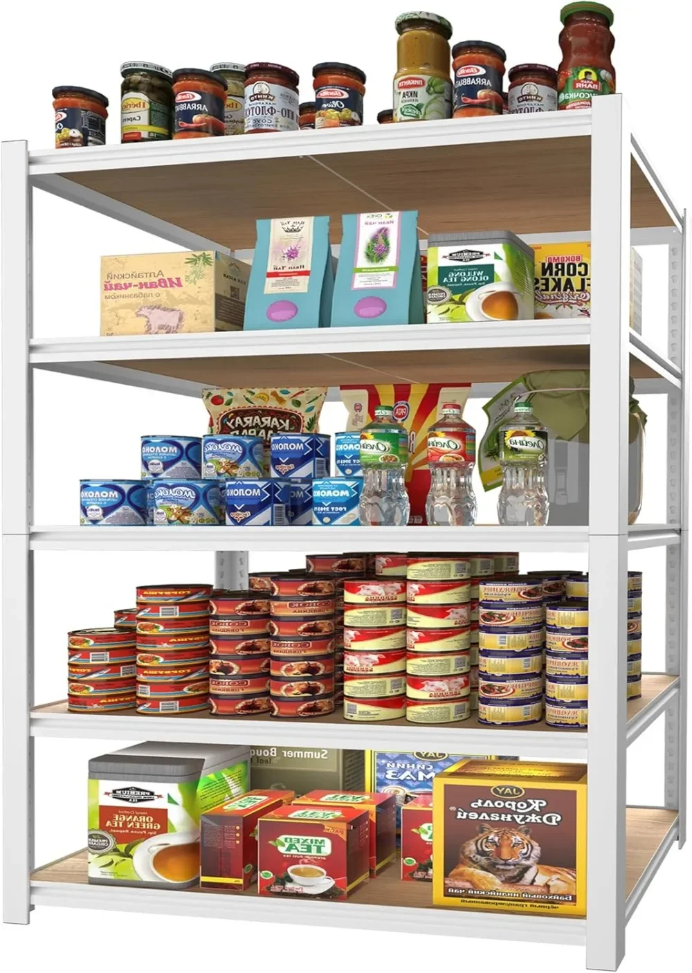 White Laminated Storage Shelves - 35.5" W x 16" D x 71" H 5-Tier Adjustable Heavy Duty Metal Pantry Closet Shelving Unit
White Laminated Storage Shelves - 35.5" W x 16" D x 71" H 5-Tier Adjustable Heavy Duty Metal Pantry Closet Shelving Unit