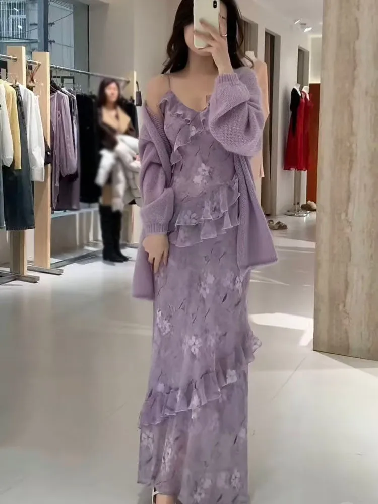 A new gentle and irregular ruffled long dress with light luxury waist-cinching vacation style floral halter
A new gentle and irregular ruffled long dress with light luxury waist-cinching vacation style floral halter