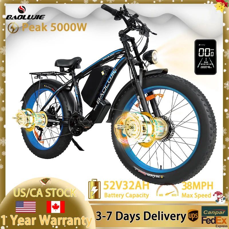 BAOLUJIE Adult Electric Bike 5000W Peak Electric Bicycle 52V32AH EBike Mountain 38mph Dual Shock Absorber 26" Electric Dirt Bike
BAOLUJIE Adult Electric Bike 5000W Peak Electric Bicycle 52V32AH EBike Mountain 38mph Dual Shock Absorber 26" Electric Dirt Bike