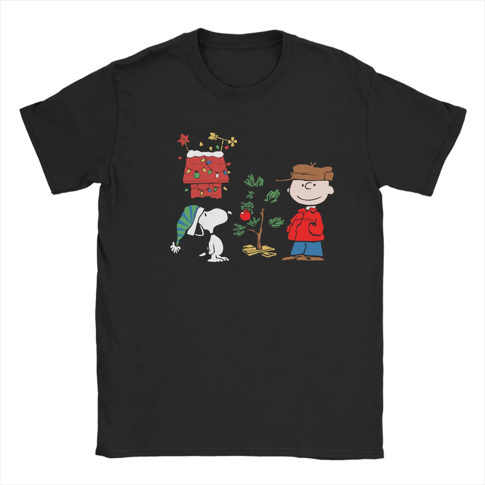 Мужская футболка «Снупи и Чарли» с рождественской елкой, топы из чистого хлопка, футболки с короткими рукавами и круглым вырезом для отдыха, футболки больших размеров
Мужская футболка «Снупи и Чарли» с рождественской елкой, топы из чистого хлопка, футболки с короткими рукавами и круглым вырезом для отдыха, футболки больших размеров