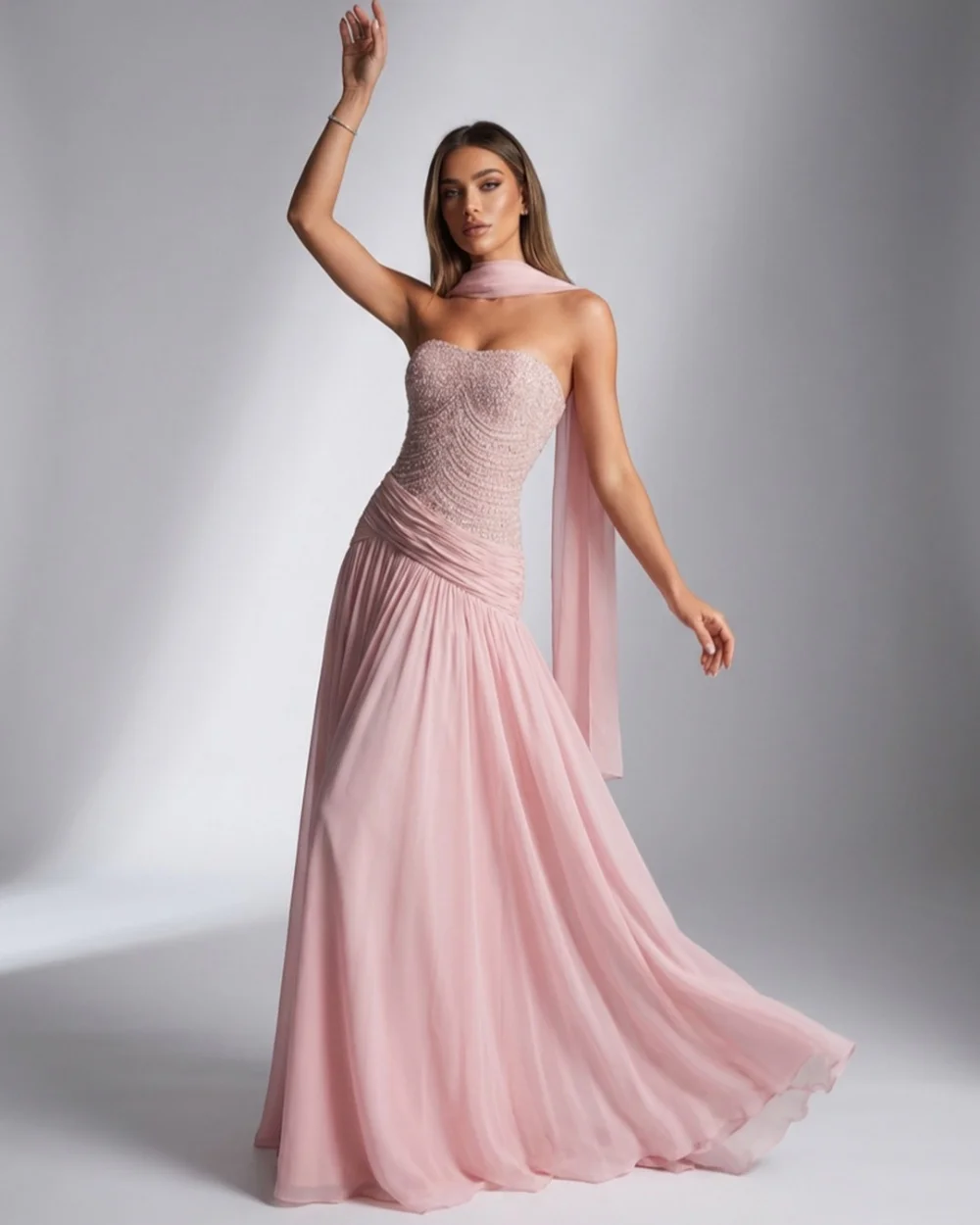 Customized Sparkle Women Chiffon Beading Ruched A-Line Evening Dresses Elegant Strapless Sleeveless Floor Lenght Prom Dresses
Customized Sparkle Women Chiffon Beading Ruched A-Line Evening Dresses Elegant Strapless Sleeveless Floor Lenght Prom Dresses