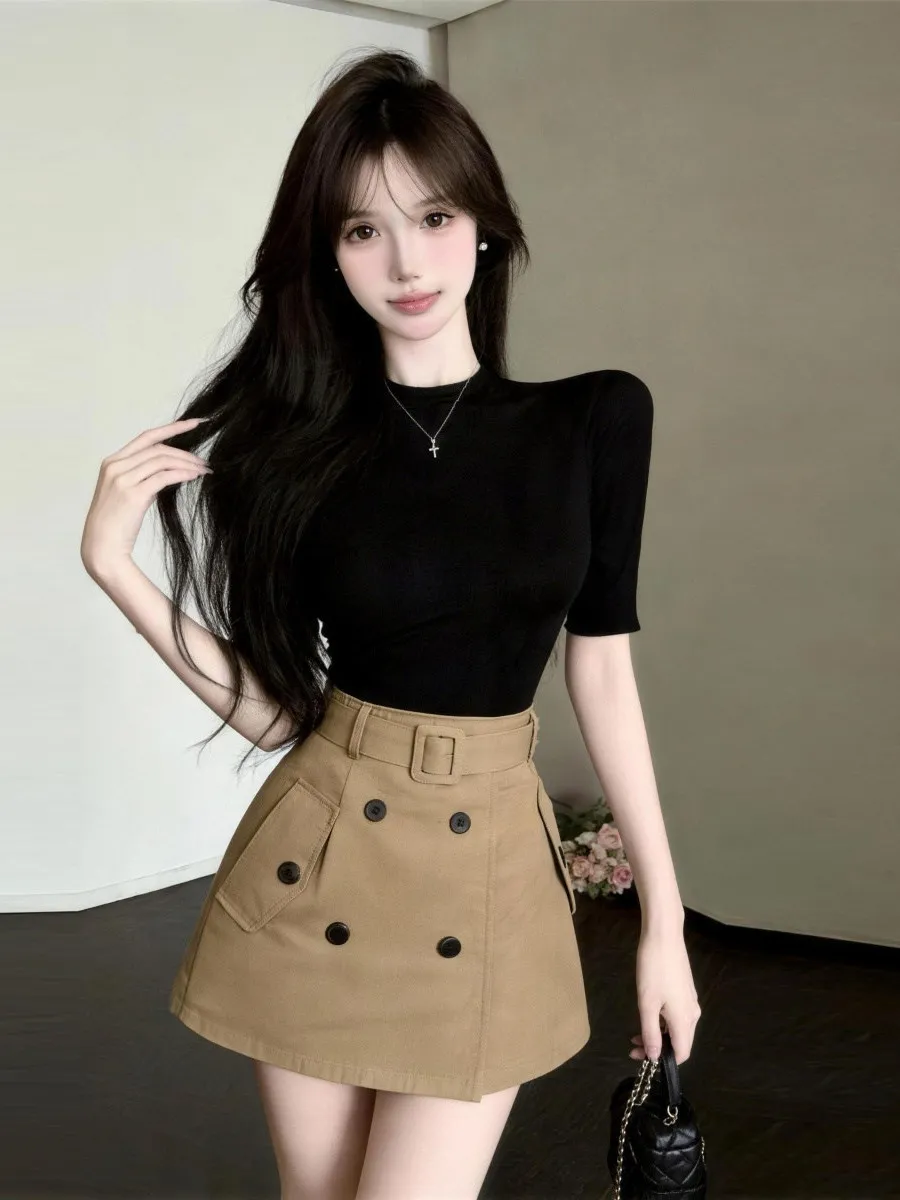 Slimming Black round Neck T-Shirt Top And Bodycon Skirt Set Fashionable Sexy Style Short Sleeve Women's Spring Summer Ou...
Slimming Black round Neck T-Shirt Top And Bodycon Skirt Set Fashionable Sexy Style Short Sleeve Women's Spring Summer Ou...