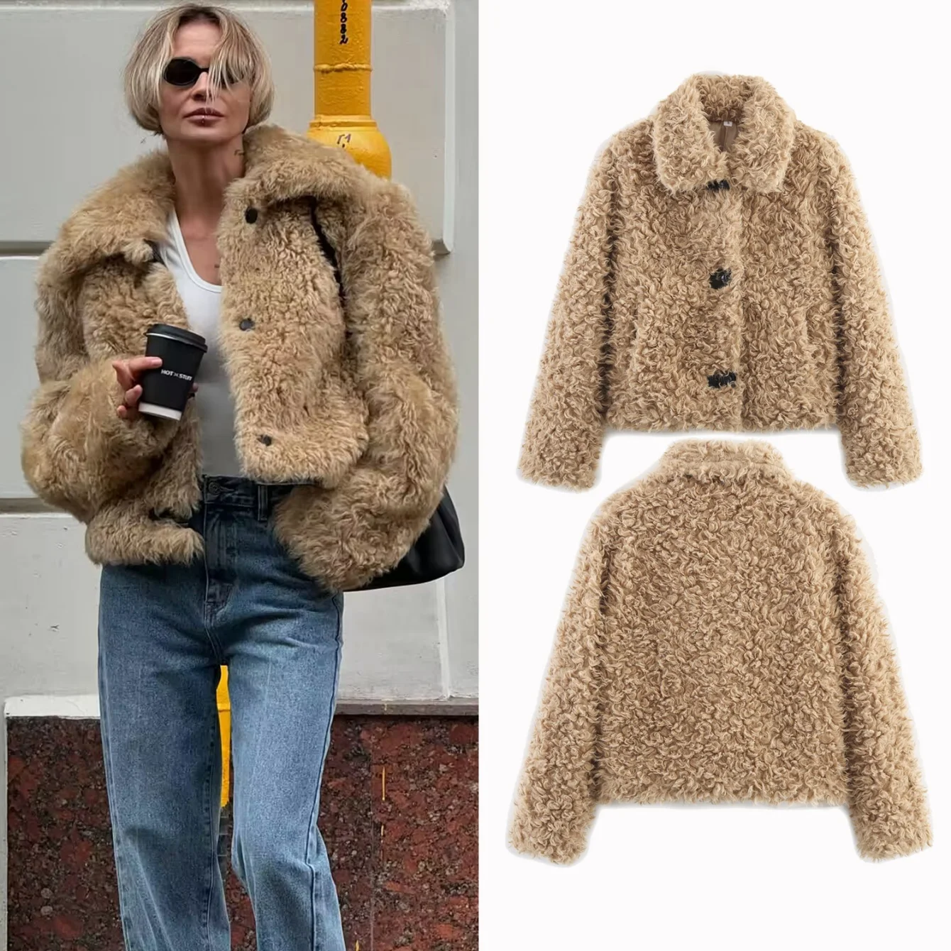 Пальто из искусственного меха 2025 года, осенне-зимнее теплое меховое пальто, однобортная куртка с длинными рукавами и лацканами, тедди, женские модные пальто
Пальто из искусственного меха 2025 года, осенне-зимнее теплое меховое пальто, однобортная куртка с длинными рукавами и лацканами, тедди, женские модные пальто