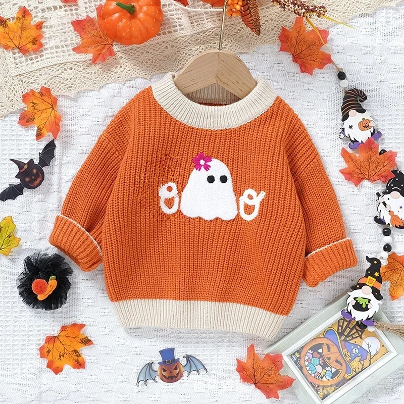 Halloween Toddler Sweater 0 - 3Y Cute Ghost Embroidery Autumn Baby Knitwear Infant Festive Pullover Kids Knitted Top
Halloween Toddler Sweater 0 - 3Y Cute Ghost Embroidery Autumn Baby Knitwear Infant Festive Pullover Kids Knitted Top