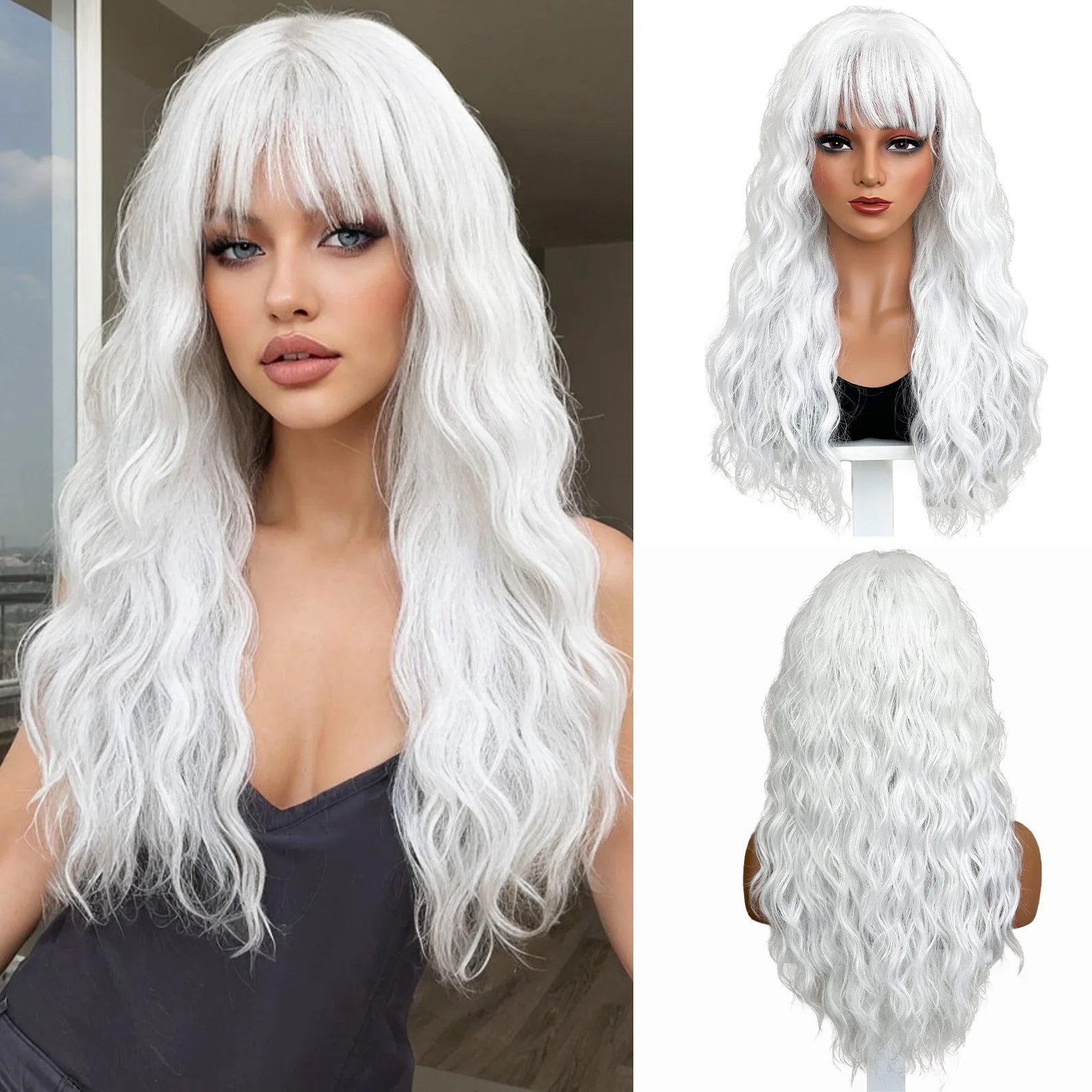 BCHR Long White Curly Wigs for Women Synthetic Hair Natural Soft Wigs for Party Cosplay Halloween
BCHR Long White Curly Wigs for Women Synthetic Hair Natural Soft Wigs for Party Cosplay Halloween