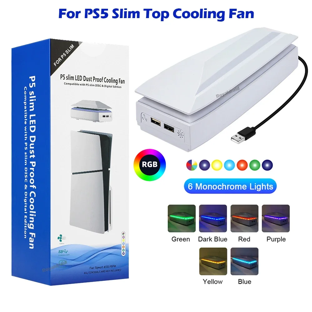 Top Cooling Fan For PS5 Slim w RGB LED Light Game Host Radiator Top Dust-proof Heat Dissipation Fan for PS5 Slim Console
Top Cooling Fan For PS5 Slim w RGB LED Light Game Host Radiator Top Dust-proof Heat Dissipation Fan for PS5 Slim Console