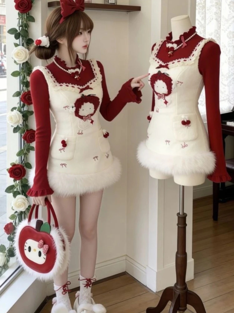 Spring Knit Sweet Sweet Lolita Elegant 2 Piece Sets Women Red Design Pullovers+ Print Chic Dress Female Korean Popular Clothes
Spring Knit Sweet Sweet Lolita Elegant 2 Piece Sets Women Red Design Pullovers+ Print Chic Dress Female Korean Popular Clothes