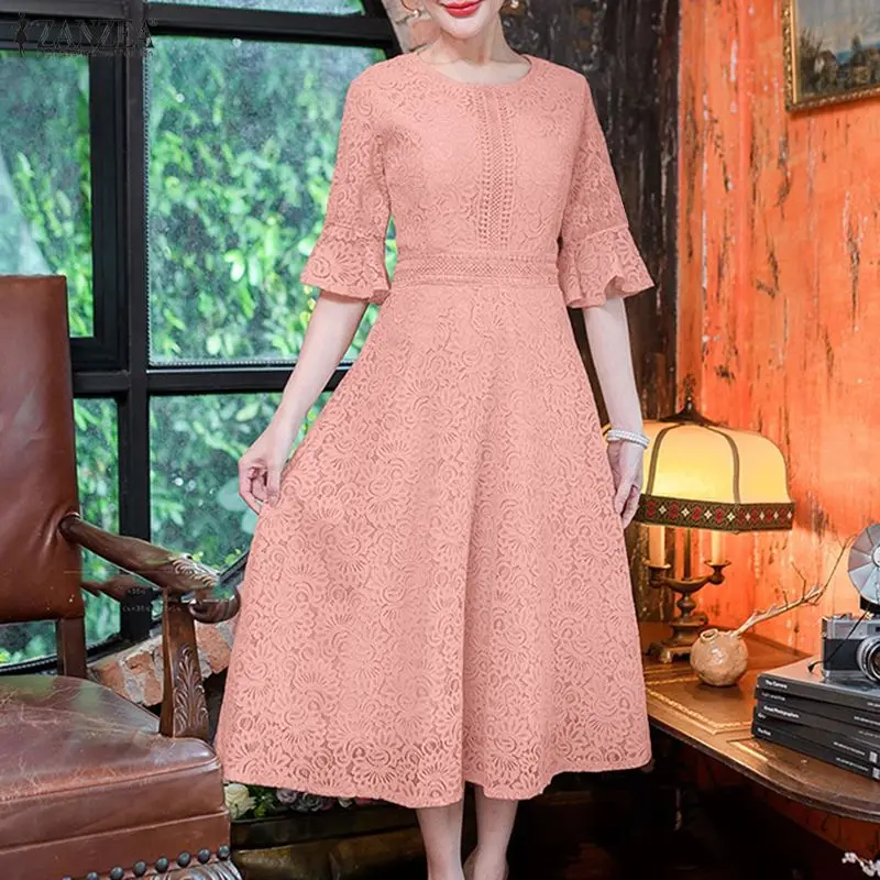 Women Elegant Lace Patchwork Party Dress ZANZEA 2026 Summer Dress Stylish Hollow Out Embroidered Work Sundress Short Sleeve Robe
Women Elegant Lace Patchwork Party Dress ZANZEA 2026 Summer Dress Stylish Hollow Out Embroidered Work Sundress Short Sleeve Robe