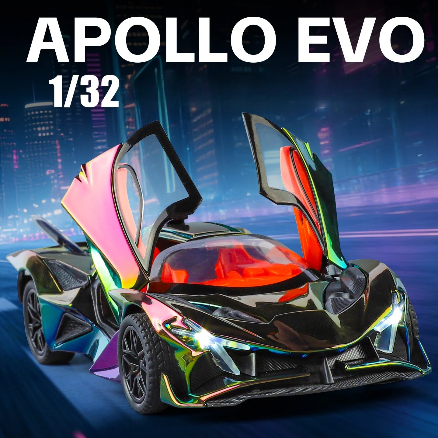 1:32 EVO Electroplated Sports Car Toy Model Alloy Diecast Sound Light Door Opened Pull Back for Kids Christmas Supercar Gift
1:32 EVO Electroplated Sports Car Toy Model Alloy Diecast Sound Light Door Opened Pull Back for Kids Christmas Supercar Gift