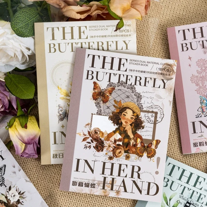 The Butterfly In Her Hand Series 18 Sheets Dual-Material Sticker Book Vintage Decorative Stickers For Hand Account Decoration
The Butterfly In Her Hand Series 18 Sheets Dual-Material Sticker Book Vintage Decorative Stickers For Hand Account Decoration