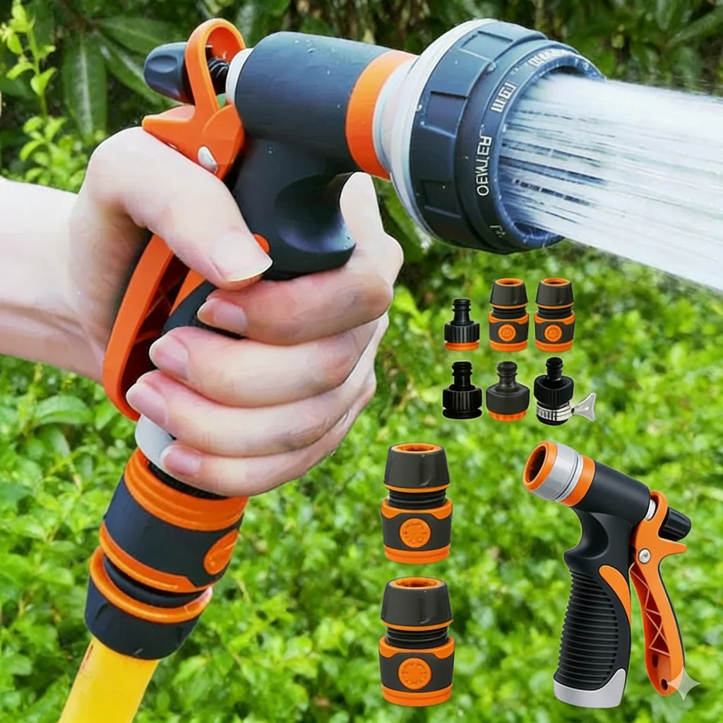 Garden Hose Nozzle Water Spray Gun 8 Modes High Pressure Watering Sprayer for Lawn Plants Garden Watering Car Washing Pet Shower
Garden Hose Nozzle Water Spray Gun 8 Modes High Pressure Watering Sprayer for Lawn Plants Garden Watering Car Washing Pet Shower