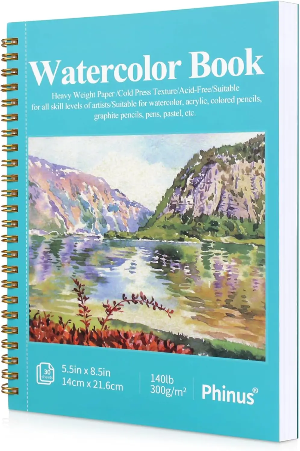 30 Sheets Watercolor Sketchbook 5.5x8.5in, 140lb/300gsm Cold Press Paper, Spiral Bound Pad for Adults & Kids
30 Sheets Watercolor Sketchbook 5.5x8.5in, 140lb/300gsm Cold Press Paper, Spiral Bound Pad for Adults & Kids