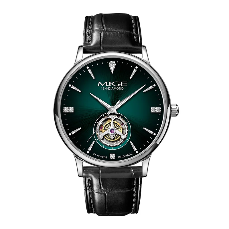 Mige brand green dial hot sale business steel Hollow mechanical watch men movement waterproof luxury fashion automatic watches
Mige brand green dial hot sale business steel Hollow mechanical watch men movement waterproof luxury fashion automatic watches