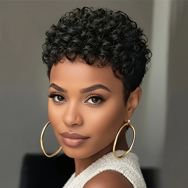 Female elf short , African small curl Pixie Curly Wigs, fashionable wig
Female elf short , African small curl Pixie Curly Wigs, fashionable wig