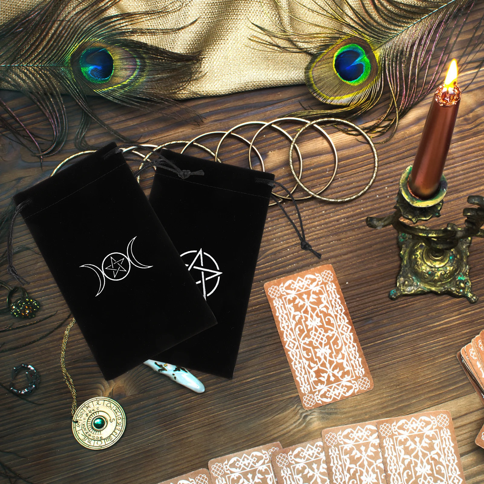 2 Pcs Tarot Card Storage Bags 100x180cm Pentacle Pattern Drawstring Pouch for Jewelry Cards Gift Holders
2 Pcs Tarot Card Storage Bags 100x180cm Pentacle Pattern Drawstring Pouch for Jewelry Cards Gift Holders