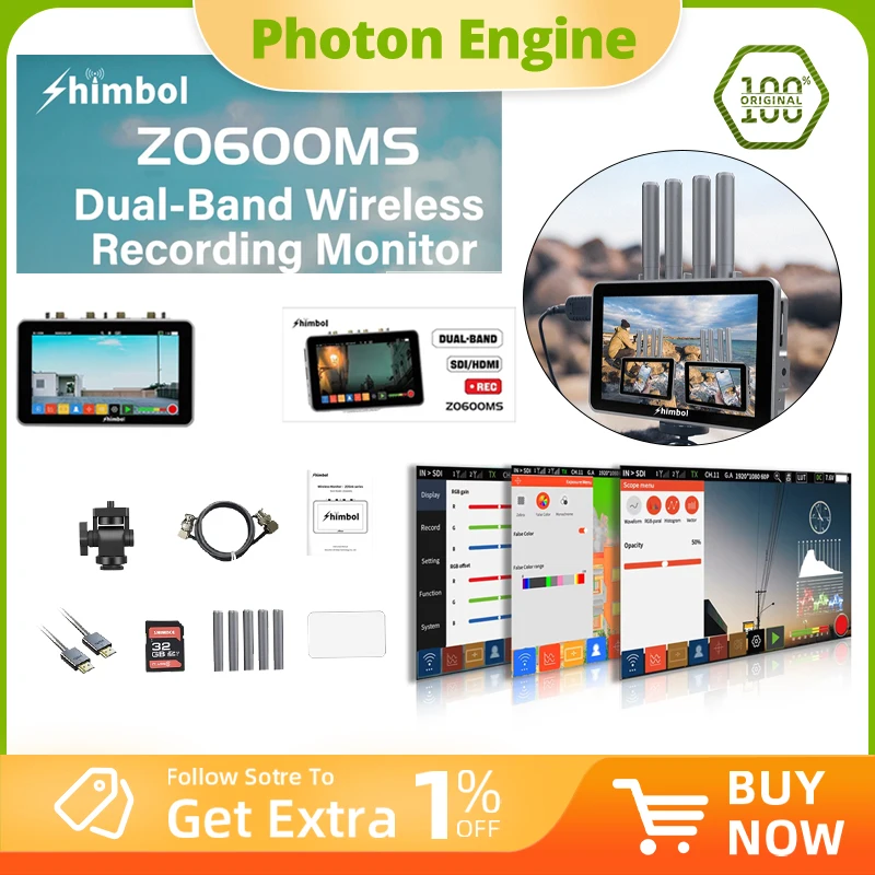Shimbol ZO600MS 5.5-дюймовый сенсорный монитор/рекордер с разрешением 1080p60, яркостью 2000 нит, беспроводным подключением 3G-SDI и HDMI
Shimbol ZO600MS 5.5-дюймовый сенсорный монитор/рекордер с разрешением 1080p60, яркостью 2000 нит, беспроводным подключением 3G-SDI и HDMI