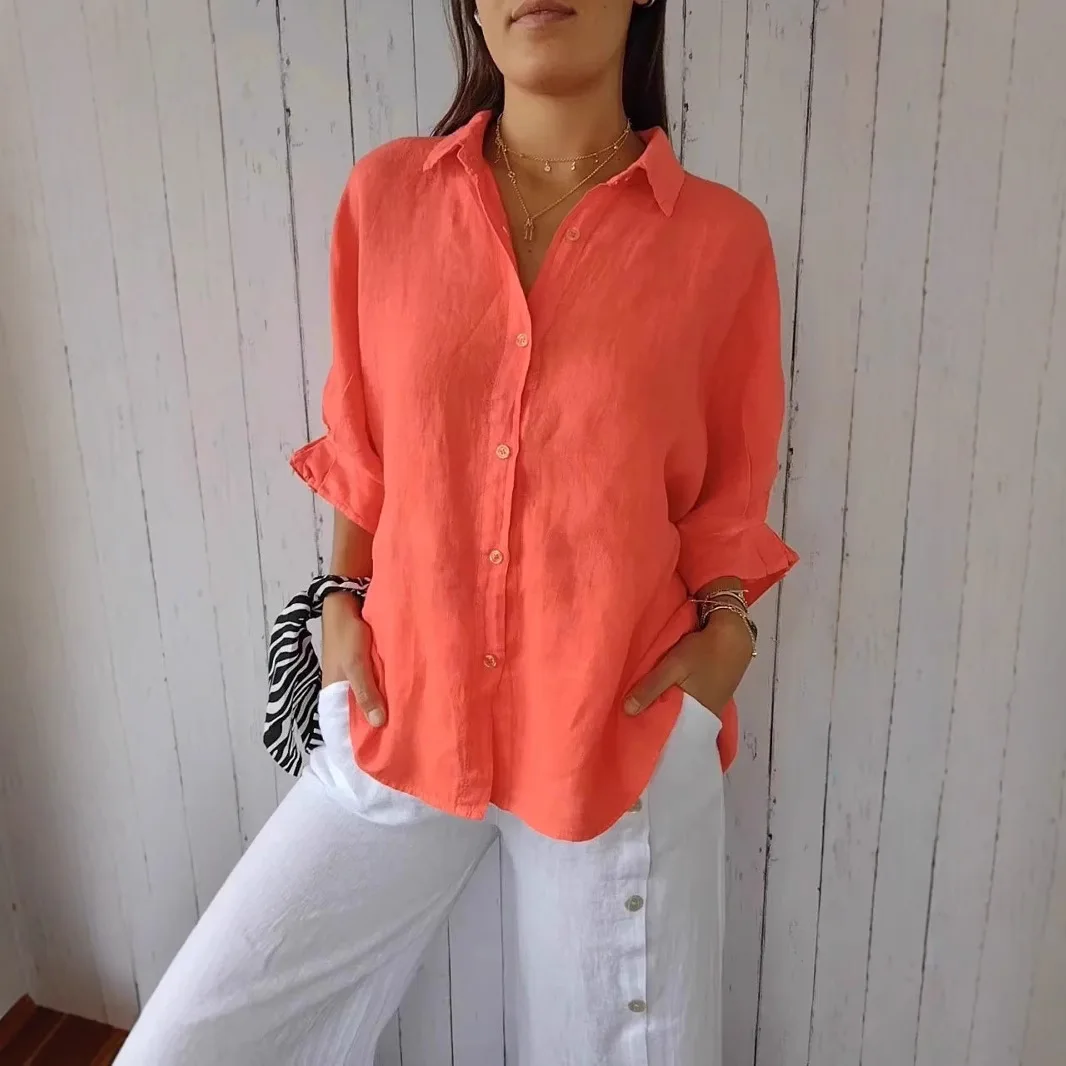 2025 spring cotton and linen oversized blouse lapel loose top women's casual fashion women's dress
2025 spring cotton and linen oversized blouse lapel loose top women's casual fashion women's dress