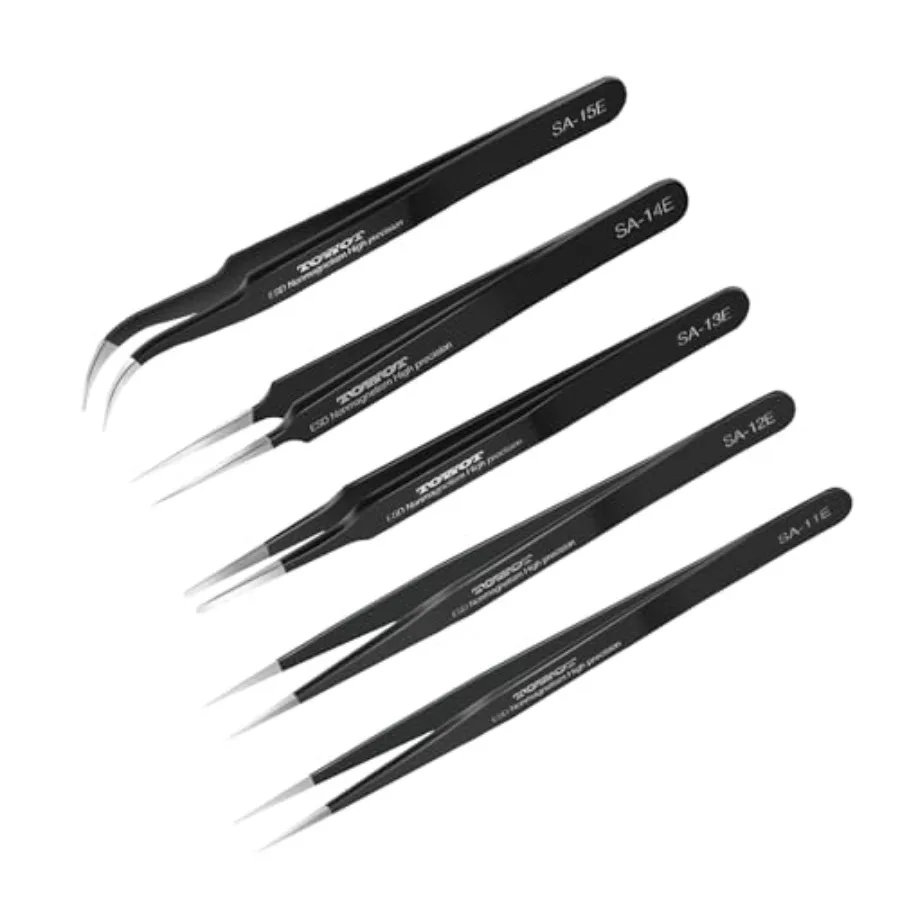 5 PCS Precision Tweezers, Premium Anti-static Stainl Steel for Craft, Electronics, Soldering, Jewelry Making, and Experimental
5 PCS Precision Tweezers, Premium Anti-static Stainl Steel for Craft, Electronics, Soldering, Jewelry Making, and Experimental