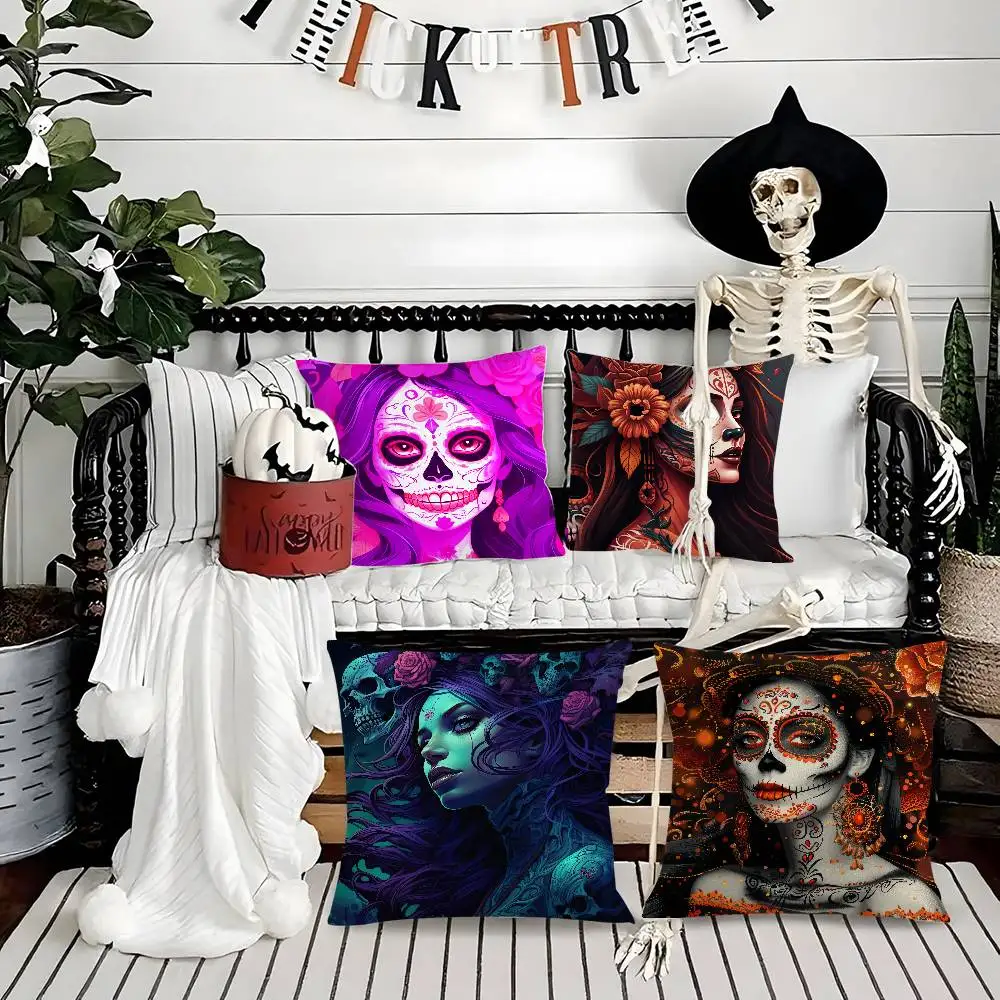 Halloween Sugar Skull Girl Pillow Case Short plush Double-sided Print Square Throw Pillow Covers Sofa Home Cushion Decor
Halloween Sugar Skull Girl Pillow Case Short plush Double-sided Print Square Throw Pillow Covers Sofa Home Cushion Decor
