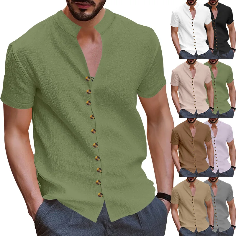 2024 Summer European and American Style Men's Shirt Retro plus Size High Quality Linen Button Stand Collar Short Sleeve Shirt
2024 Summer European and American Style Men's Shirt Retro plus Size High Quality Linen Button Stand Collar Short Sleeve Shirt