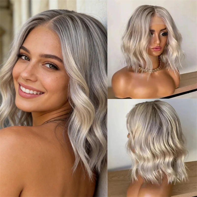 Middle Part Ombre Ash Platinum Blonde Highlight Synthetic Wig Museum Cosplay Party Costume Wig Short Wave Bob 150% Density Wig
Middle Part Ombre Ash Platinum Blonde Highlight Synthetic Wig Museum Cosplay Party Costume Wig Short Wave Bob 150% Density Wig