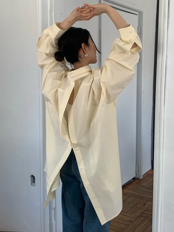 Design Sensation Loose Ba Slit Mid-Length oulder Drop irt for Women Autumn Sle Korean Faion Pure Color
Design Sensation Loose Ba Slit Mid-Length oulder Drop irt for Women Autumn Sle Korean Faion Pure Color