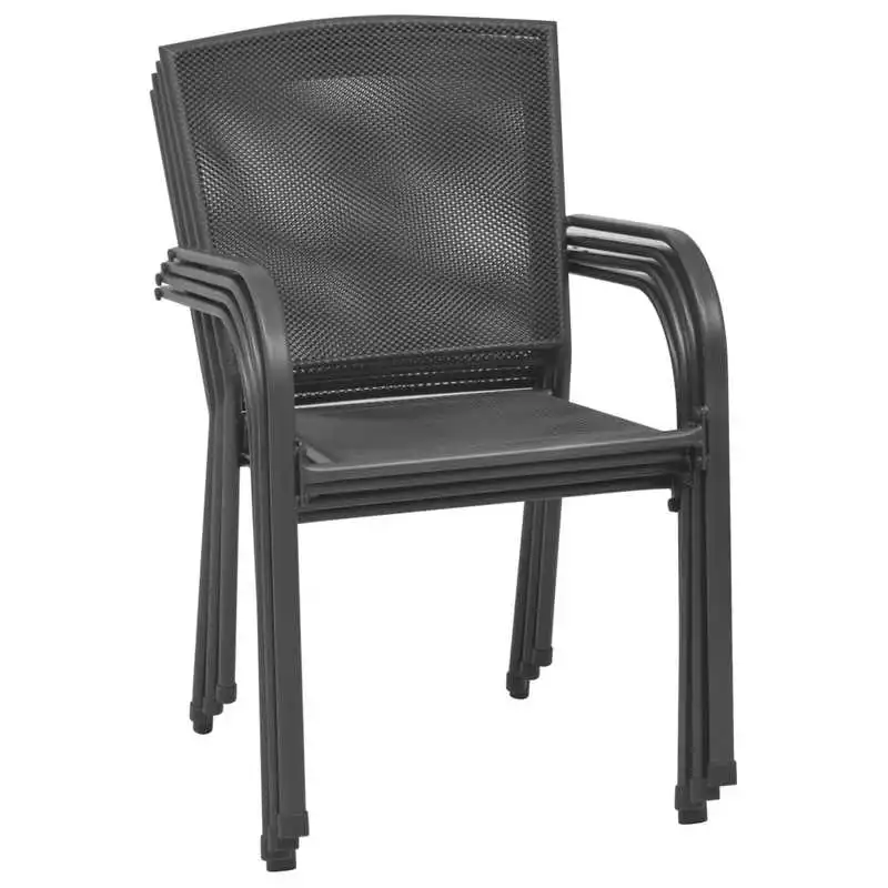 Outdoor Chair Set of 4 Anthracite Steel Medium Stackable
Outdoor Chair Set of 4 Anthracite Steel Medium Stackable