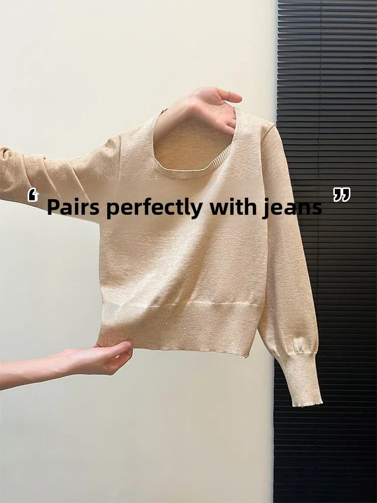 Elegant Square Collar Short Knitted Sweater Base Shirt Women Spring Fashion Anti-Aging Small Size Inner Wear Korean Style
Elegant Square Collar Short Knitted Sweater Base Shirt Women Spring Fashion Anti-Aging Small Size Inner Wear Korean Style
