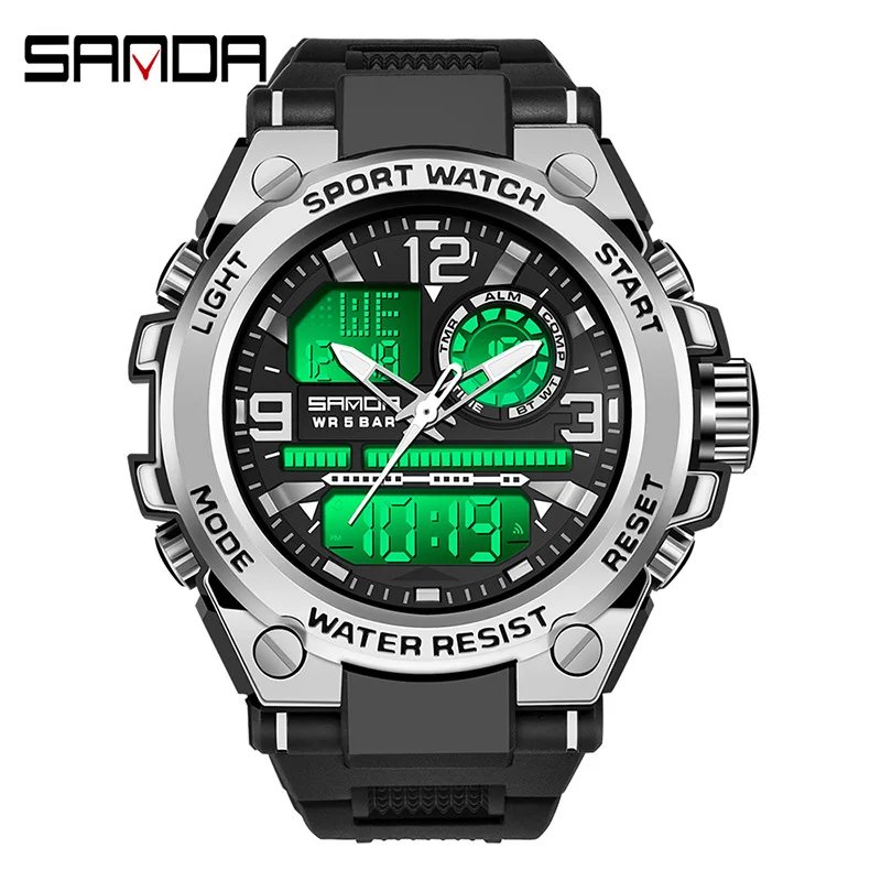 SANDA Dual Display Sports Watch 50 meter Waterproof, Swimable, Night Light, Fall proof, Male and Female Youth Trendy Watch
SANDA Dual Display Sports Watch 50 meter Waterproof, Swimable, Night Light, Fall proof, Male and Female Youth Trendy Watch