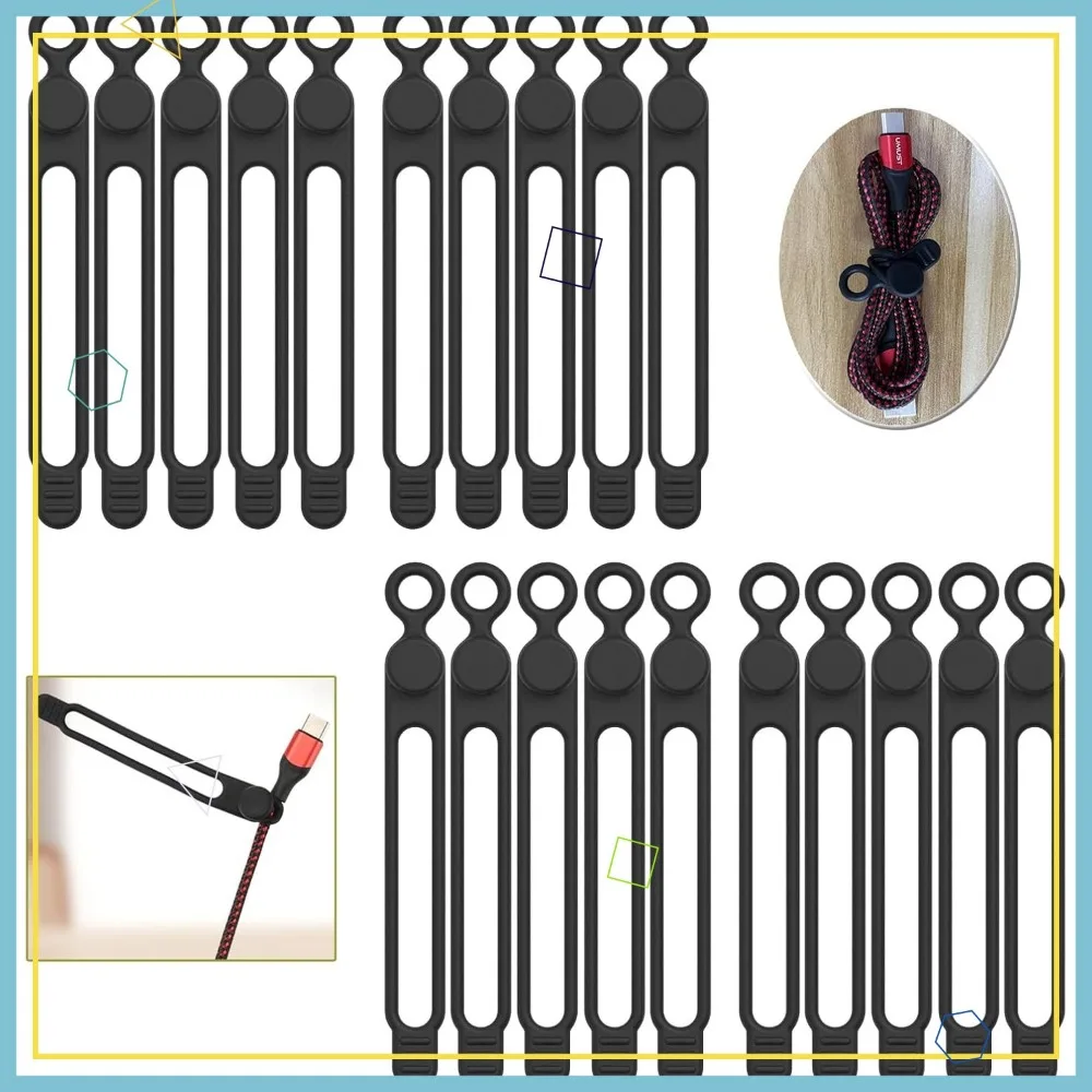 Reusable Silicone Cable Ties, Elastic Cord Organizer for Wires and Cables, Multipurpose Fastening Straps (Black)
Reusable Silicone Cable Ties, Elastic Cord Organizer for Wires and Cables, Multipurpose Fastening Straps (Black)